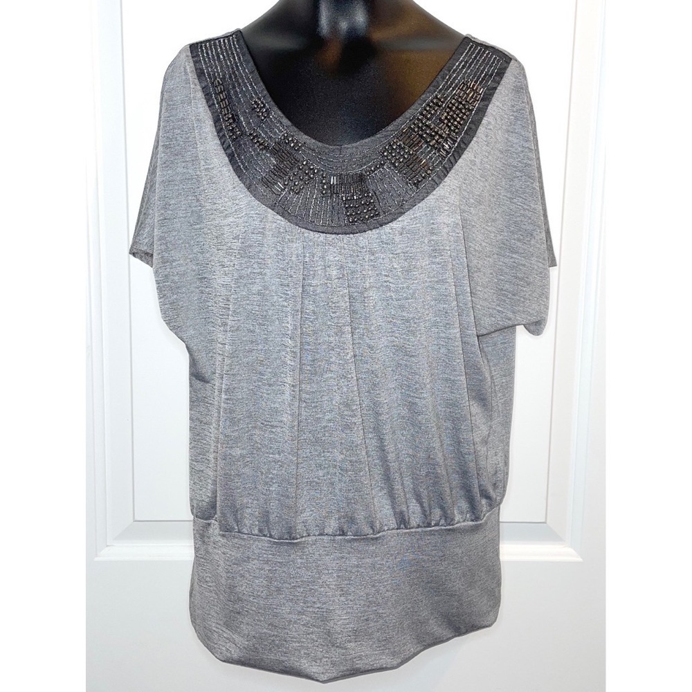 BCX grey beaded top